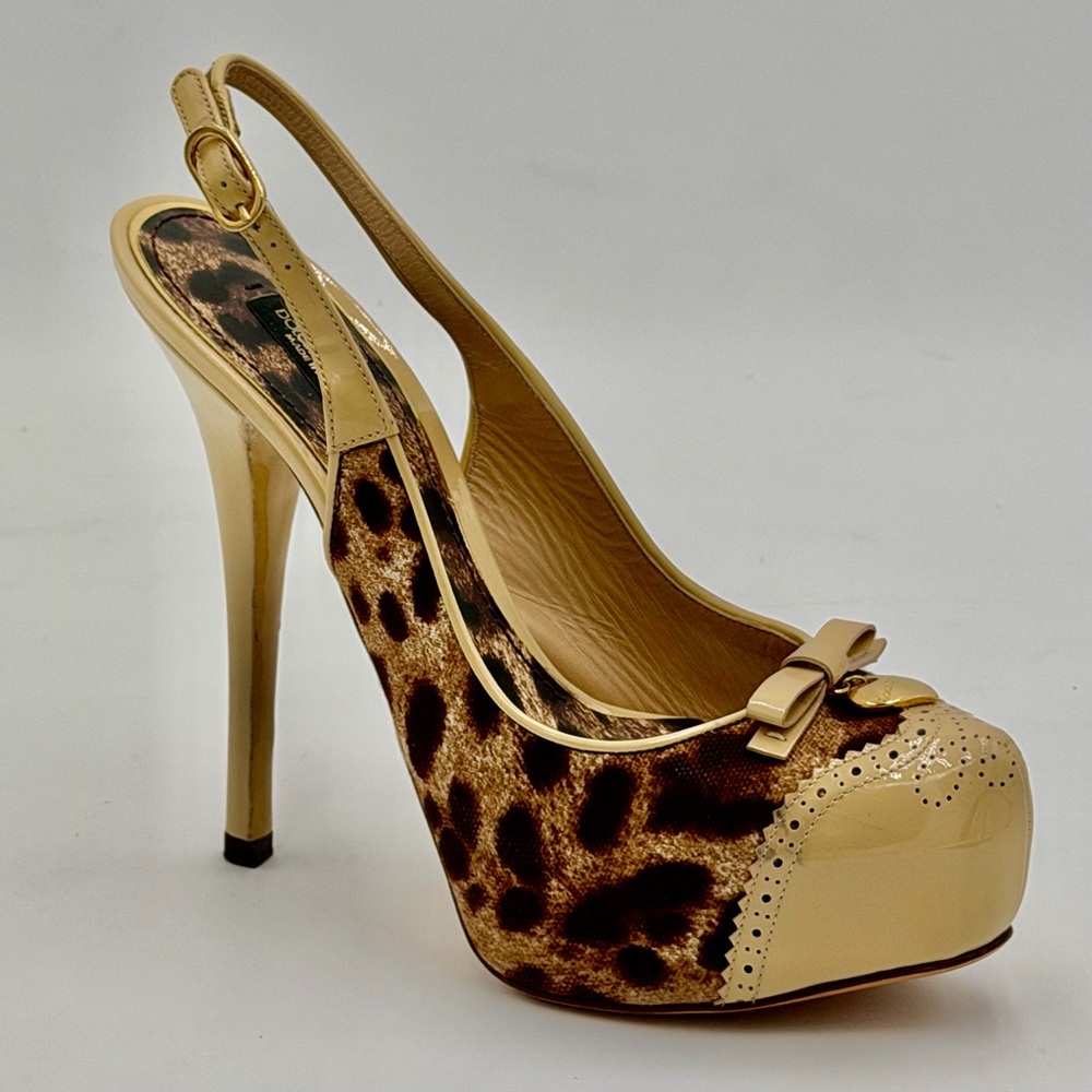 DOLCE & GABBANA Rare Vintage Leopard Slingback Platform Heels Style # 15228 - Picture 14 of 16